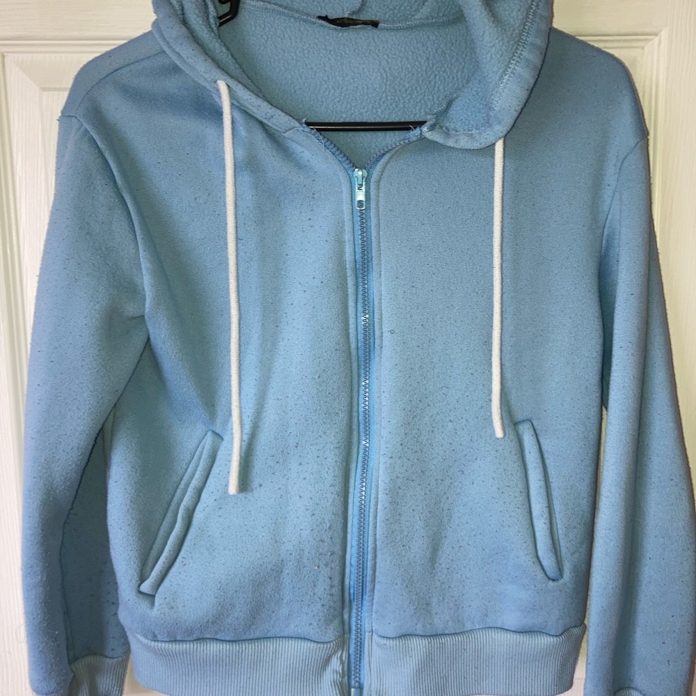 SHEIN Light Blue Zip Up Hoodie